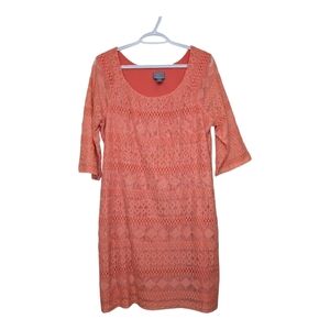 Rabbit Rabbit Rabbit Design Women’s Size 18 Coral Lace Overlay Sheath Dress